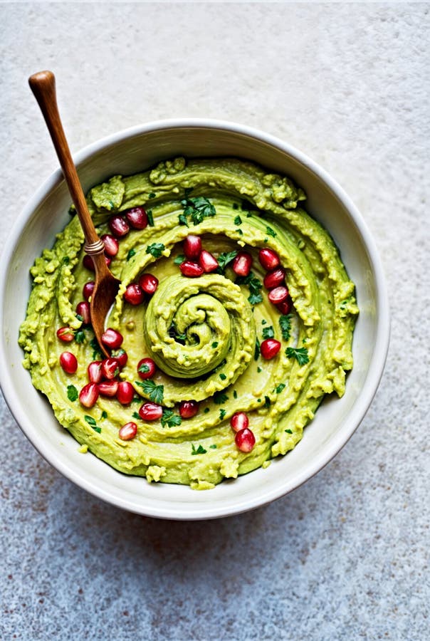 Guacamole vibrante con semi di melagrana e erbe fresche su fondo testurizzato royalty illustrazione gratis