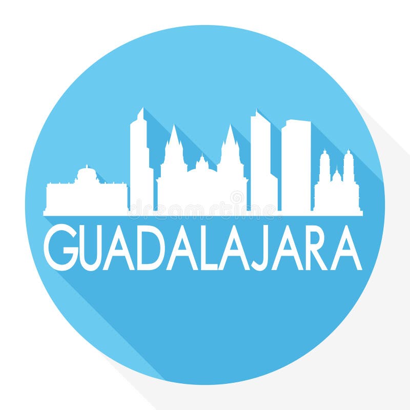 Guadalajara Meksyk ikony Round Wektorowej sztuki cienia projekta linii horyzontu miasta sylwetki szablonu Płaski logo ilustracja wektor Guadalajara Meksyk ikony Round Wektorowej sztuki cienia projekta linii horyzontu miasta sylwetki szablonu Płaski logo ilustracja wektor