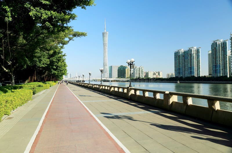 urban city stree sidewalk canton tower Guangzhou