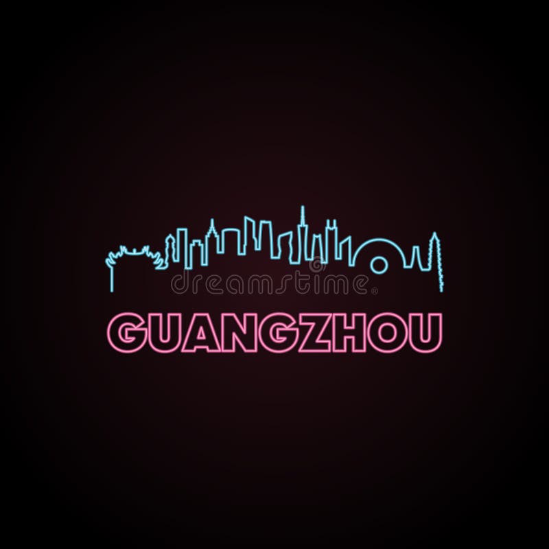 Guangzhou skyline neon style vector illustration