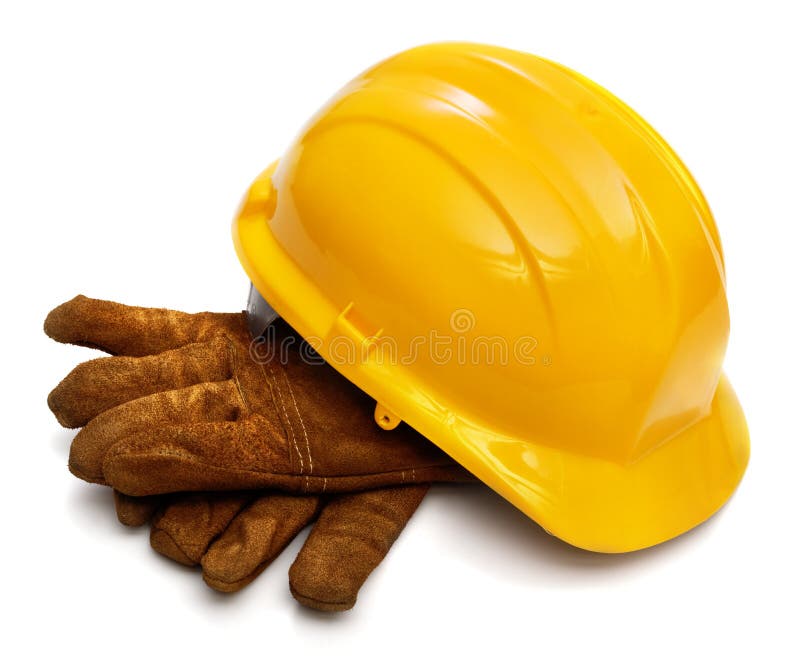 Guantes del sombrero duro y de los trabajadores foto de archivo libre de regalías Guantes del sombrero duro y de los trabajadores foto de archivo libre de regalías