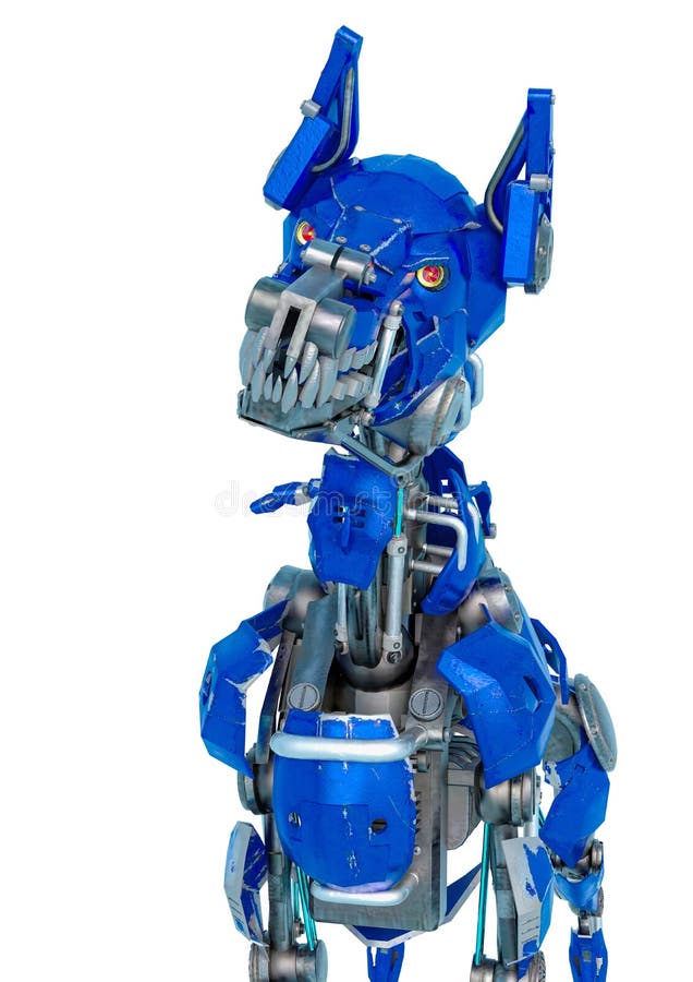 blue and white robot dog