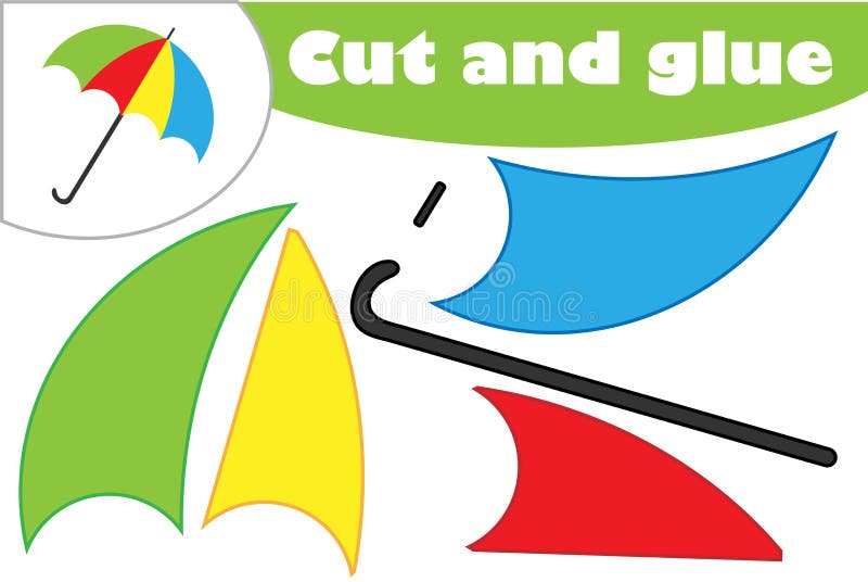 Guarda-chuva no estilo dos desenhos animados, jogo da educação para o desenvolvimento de crianças prées-escolar, tesouras do uso ilustração stock Guarda-chuva no estilo dos desenhos animados, jogo da educação para o desenvolvimento de crianças prées-escolar, tesouras do uso ilustração stock