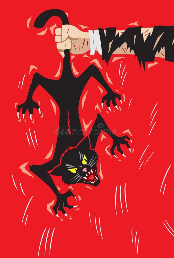 Guardando um gato irritado pela cauda ilustração do vetor Guardando um gato irritado pela cauda ilustração do vetor