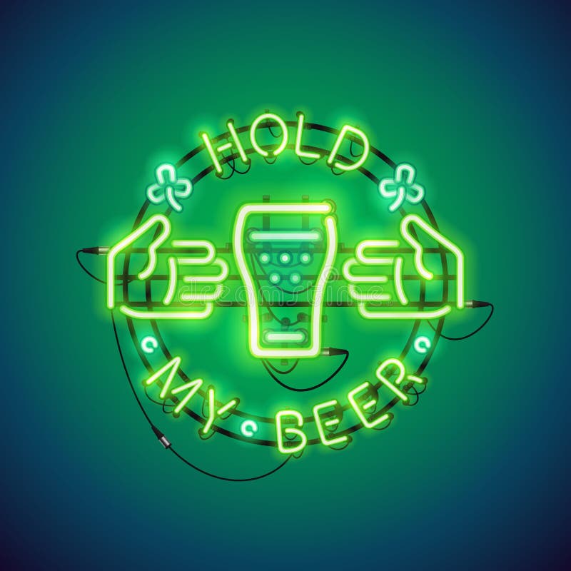 Guarde meu verde do sinal de néon da cerveja ilustração do vetor Guarde meu verde do sinal de néon da cerveja ilustração do vetor