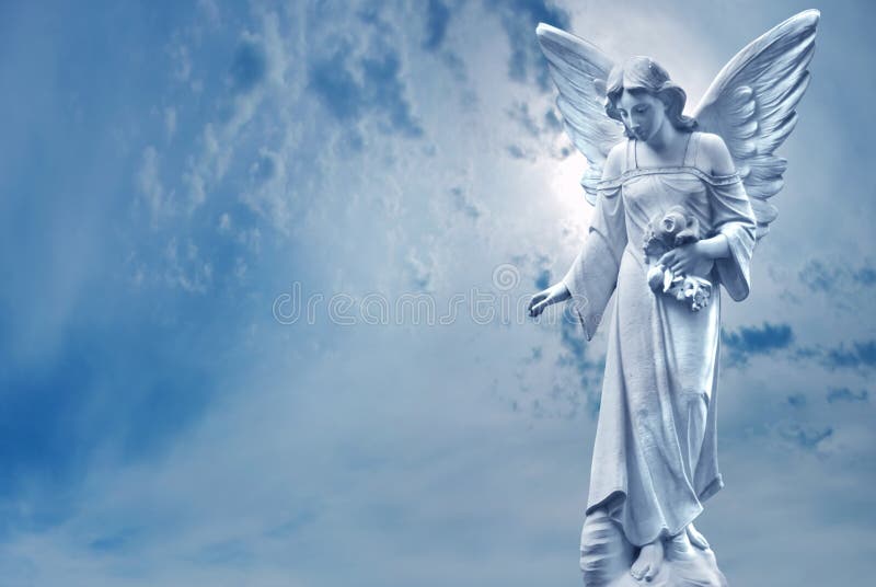 Guardian Angel sculpture over bright sky stock image Guardian Angel sculpture over bright sky stock image
