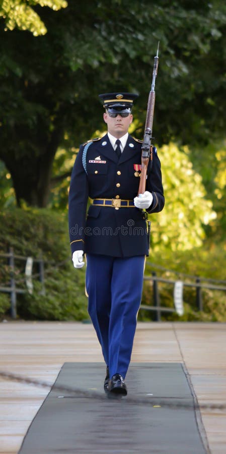 The Tomb of the Unknown Soldier, located in Arlington National Cemetery, Arlington, VA., is guarded 24 hours a day, 365 days a year, by Tomb Guard sentinels. Sentinels, all volunteers, are considered to be the best of the elite 3rd U.S. Infantry Regiment The Old Guard, headquartered at Fort Myer, Va. The Tomb of the Unknown Soldier, located in Arlington National Cemetery, Arlington, VA., is guarded 24 hours a day, 365 days a year, by Tomb Guard sentinels. Sentinels, all volunteers, are considered to be the best of the elite 3rd U.S. Infantry Regiment The Old Guard, headquartered at Fort Myer, Va.