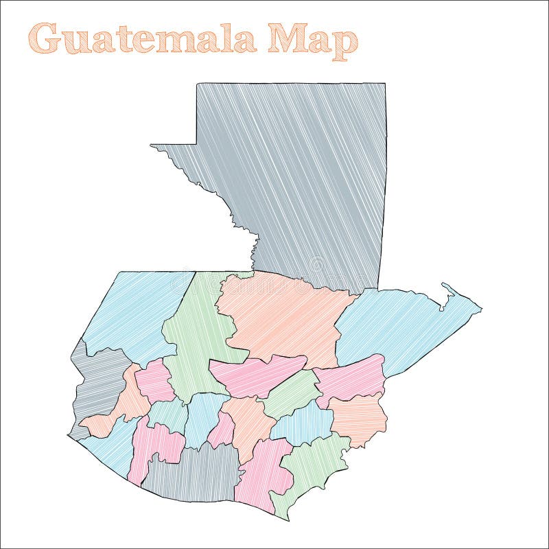 Guatemala hand-drawn map. 