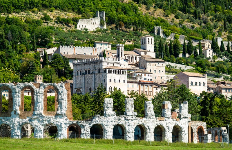 Gubbio with roman theatre in Umbria, Italy