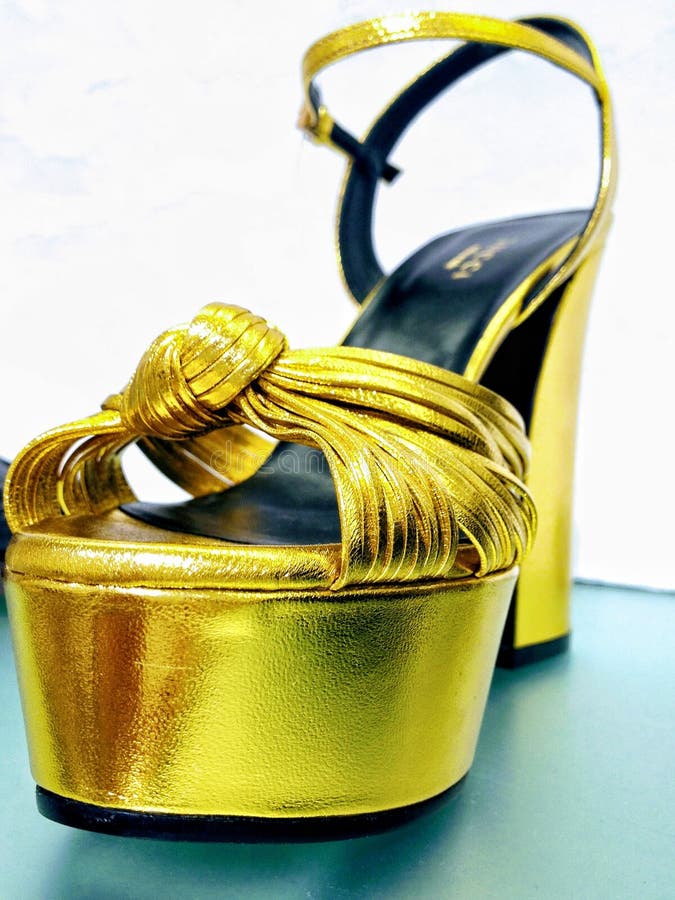 Gucci Golden Platform Women`s Shoes Editorial Stock Photo - Image of ...