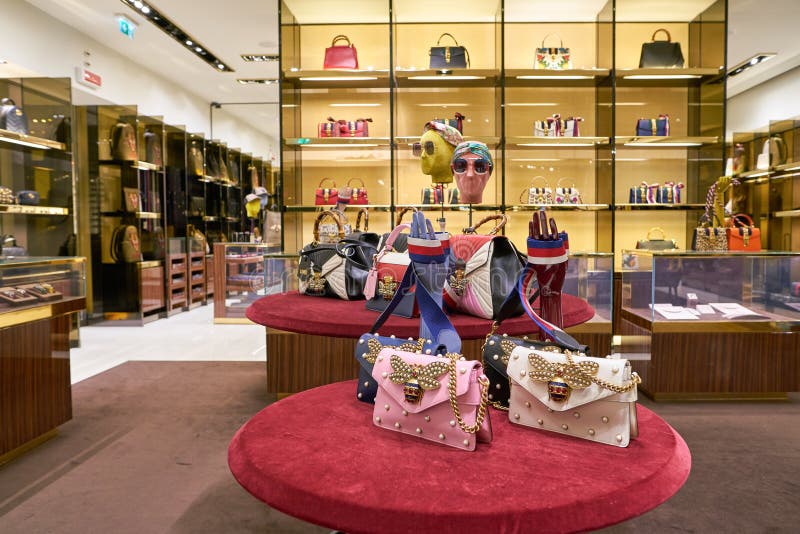 ROME, ITALY - CIRCA NOVEMBER, 2017: Bags On Display At A Gucci Store In  Fiumicino International Airport. Stock Photo, Picture and Royalty Free  Image. Image 120105033.