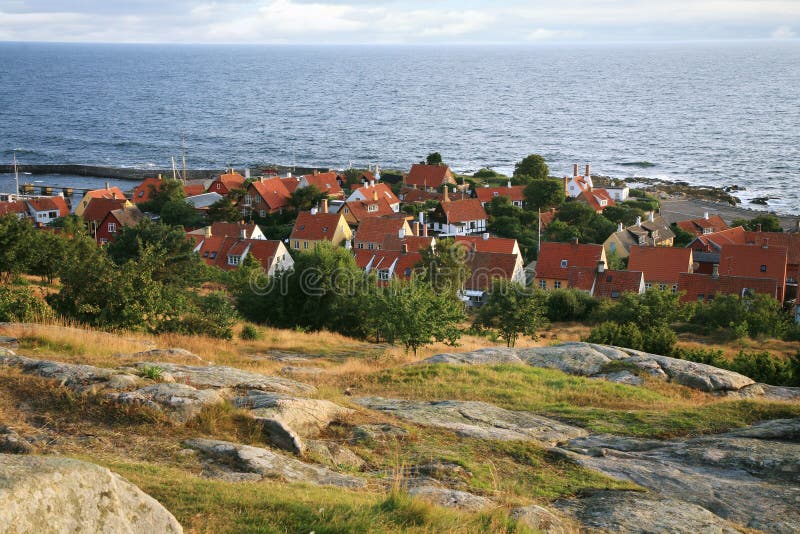 Gudhjem, Bornholm, Denmark stock photo. Image of cottage 29048072