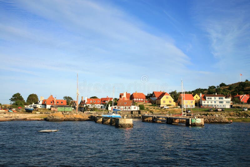 Gudhjem op het Eiland van Bornholms, Denemarken royalty-vrije stock foto's Gudhjem op het Eiland van Bornholms, Denemarken royalty-vrije stock foto's