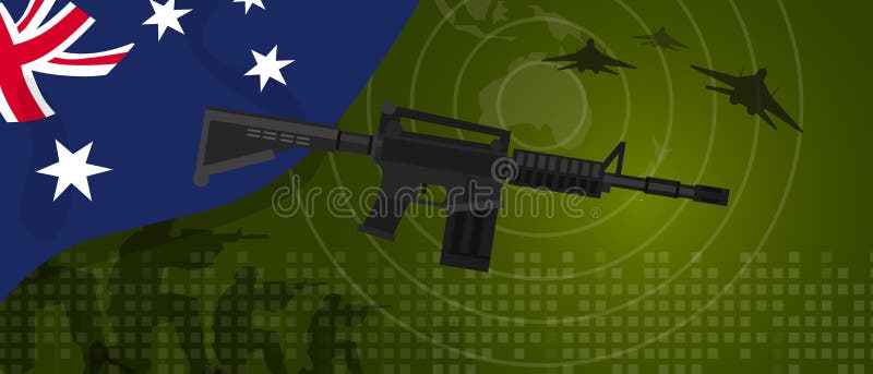 Guerra di industria di difesa dell'esercito di potere militare dell'Australia e celebrazione nazionale del paese di lotta con l'a illustrazione vettoriale Guerra di industria di difesa dell'esercito di potere militare dell'Australia e celebrazione nazionale del paese di lotta con l'a illustrazione vettoriale