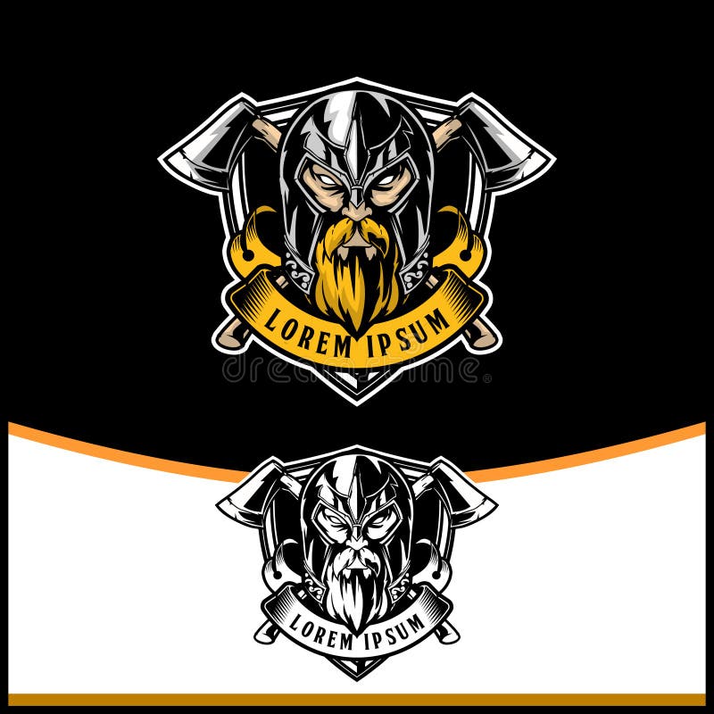 Guerreiro viquingue com vetor do protetor e da fita ilustração stock