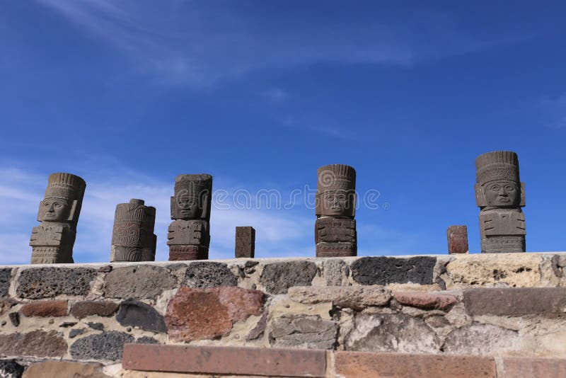 Guerreros de Toltec en Tula - sitio arqueológico mesoamericano, México fotos de archivo Guerreros de Toltec en Tula - sitio arqueológico mesoamericano, México fotos de archivo