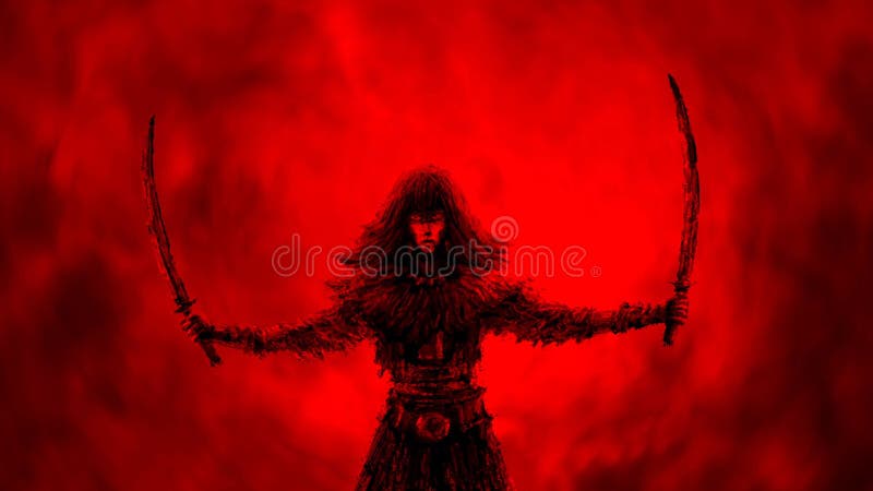 Guerrière noire de femme de silhouette avec deux lames augmentées illustration de vecteur Guerrière noire de femme de silhouette avec deux lames augmentées illustration de vecteur