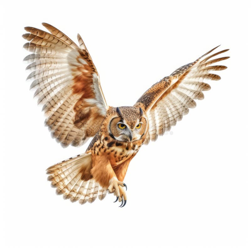 Gufo iperrealistico in volo : immagini isolate uhd per illustrazioni illustrazione vettoriale
