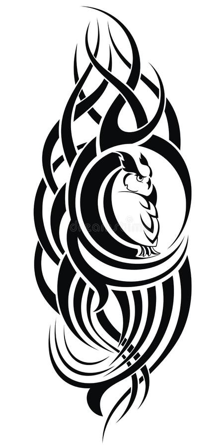 Gufo modellato su fondo bianco Tatuaggio Design royalty illustrazione gratis Gufo modellato su fondo bianco Tatuaggio Design royalty illustrazione gratis
