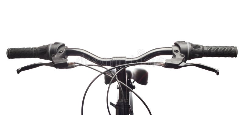 Guiador de uma bicicleta da montanha. Isolado imagens de stock royalty free Guiador de uma bicicleta da montanha. Isolado imagens de stock royalty free
