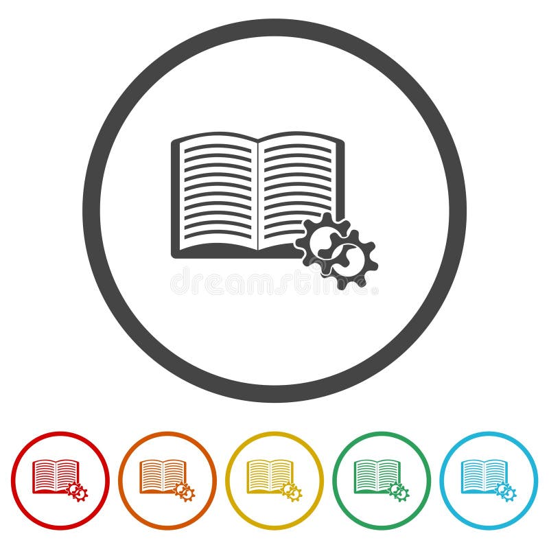 Guide Icon User Manual Icons in Color Circle Buttons Stock Vector