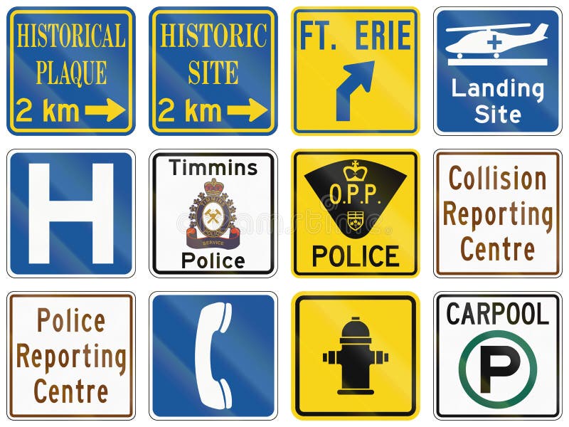 Guide Road Signs in Ontario - Canada Stock Illustration - Illustration ...