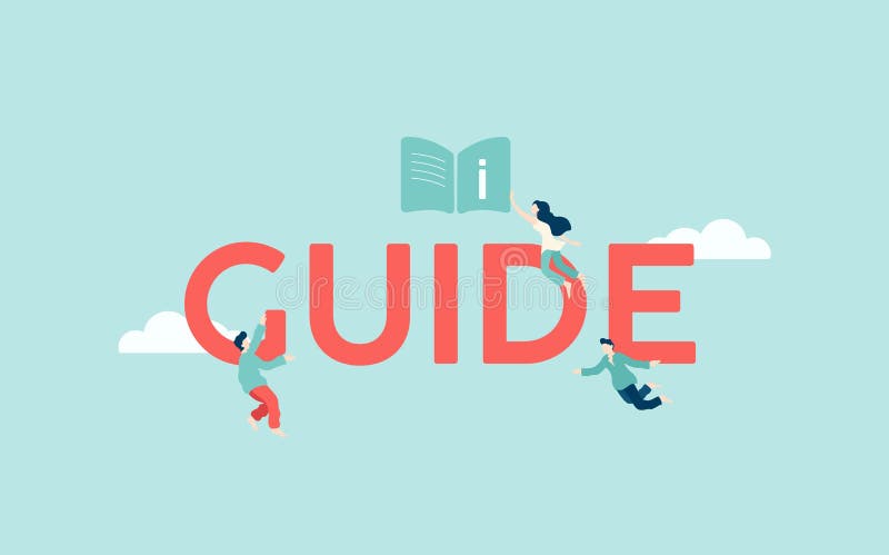 Guide user information illustration. Educational guide and web reference for use technical instructions. vector illustration