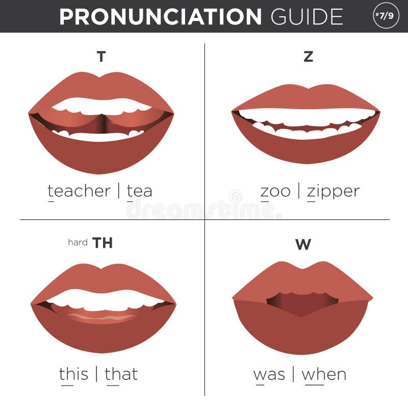 Guide Visuel De Prononciation D'anglais Illustration de Vecteur