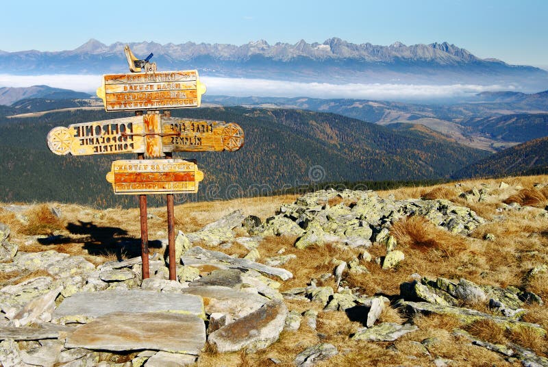 Guidepost in Tatra national park