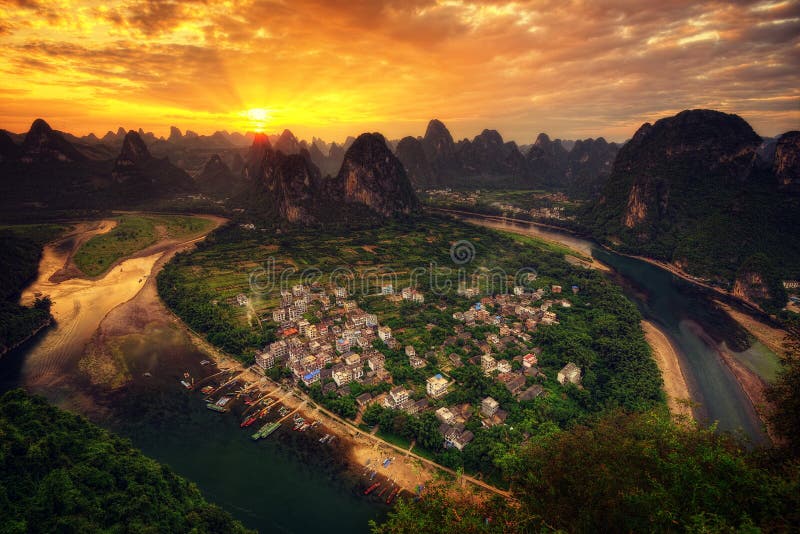 Guilin Xingpingzhen punkt obserwacyjny obrazy stock