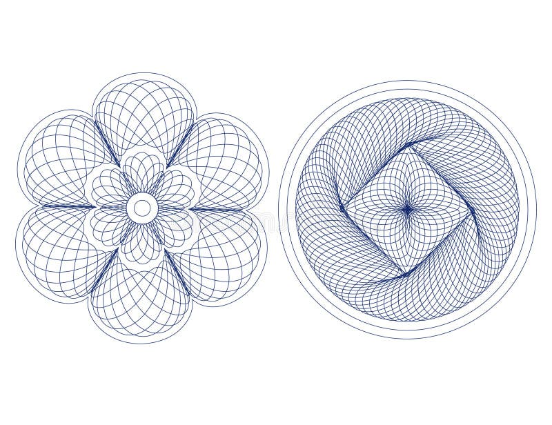 Guilloche rosette, pattern for currency, ce