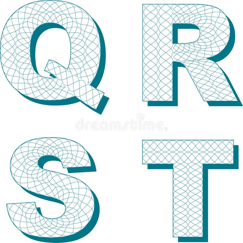Guilloche style font for certificate (5 of 13) vector illustration Guilloche style font for certificate (5 of 13) vector illustration