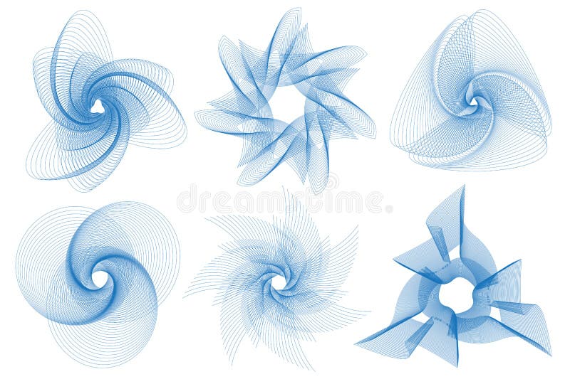 Guilloche vector pattern set watermarks. Useful for banknote, money design vector illustration