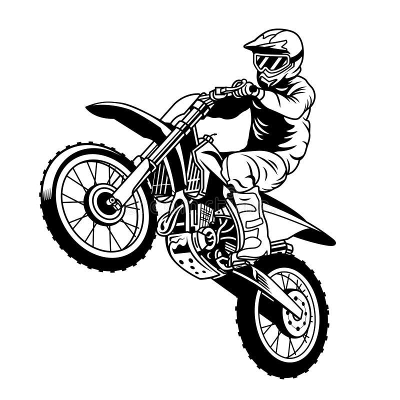 Desenho Em Preto E Branco De Vetor De Moto Com Desenho De Peças  Sobressalentes Ilustração do Vetor - Ilustração de lambreta, motocross:  213643611