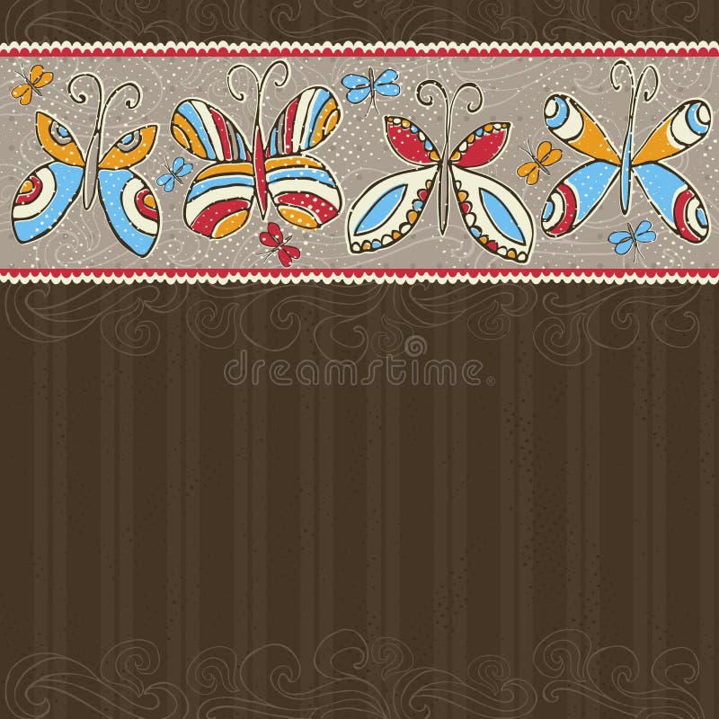Guindineaux d'attraction de main sur le fond brun illustration stock Guindineaux d'attraction de main sur le fond brun illustration stock