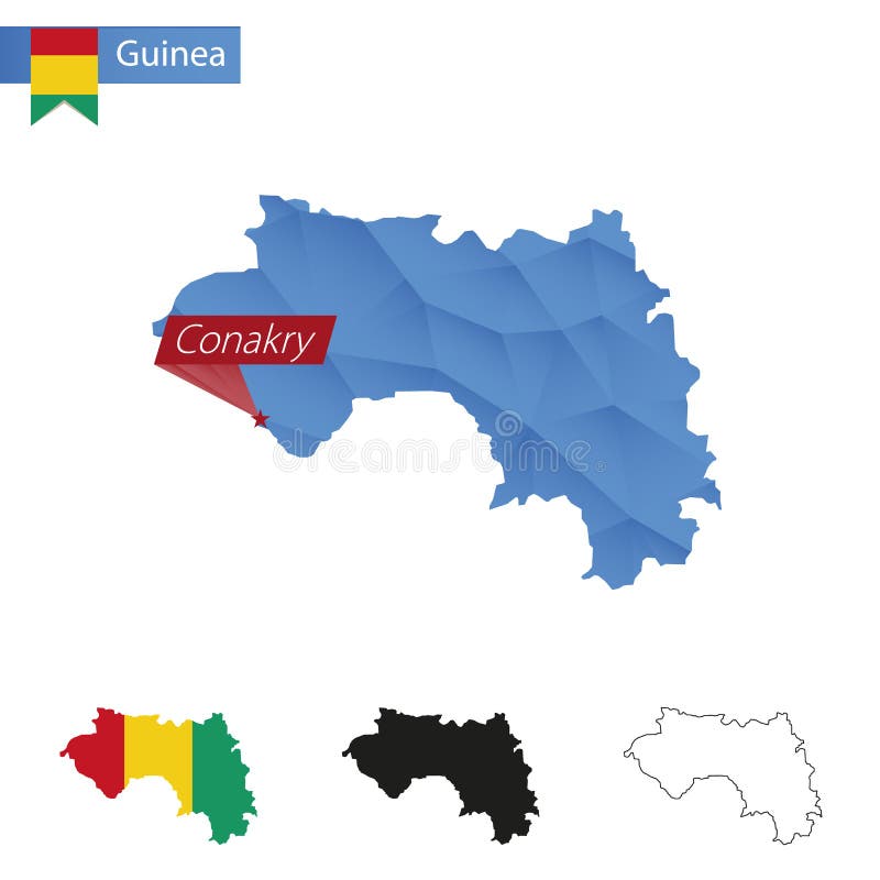 Conakry Map, Capital City of Guinea. Municipal Administrative Area Map with Buildings, Rivers