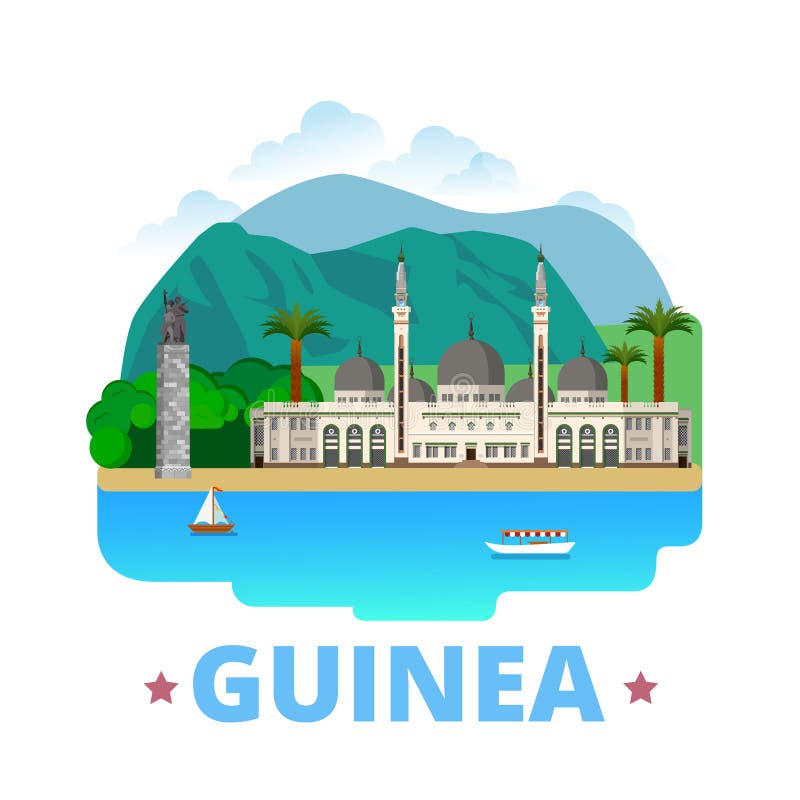 Guinea country design template Flat cartoon style stock illustration Guinea country design template Flat cartoon style stock illustration