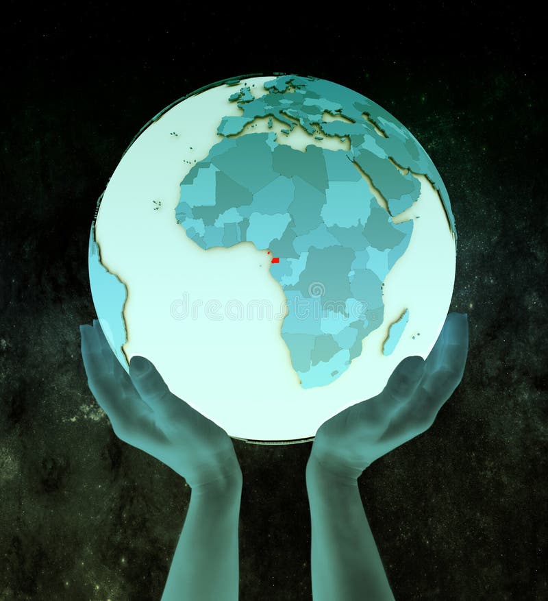 Guiné Equatorial no globo azul nas mãos ilustração stock