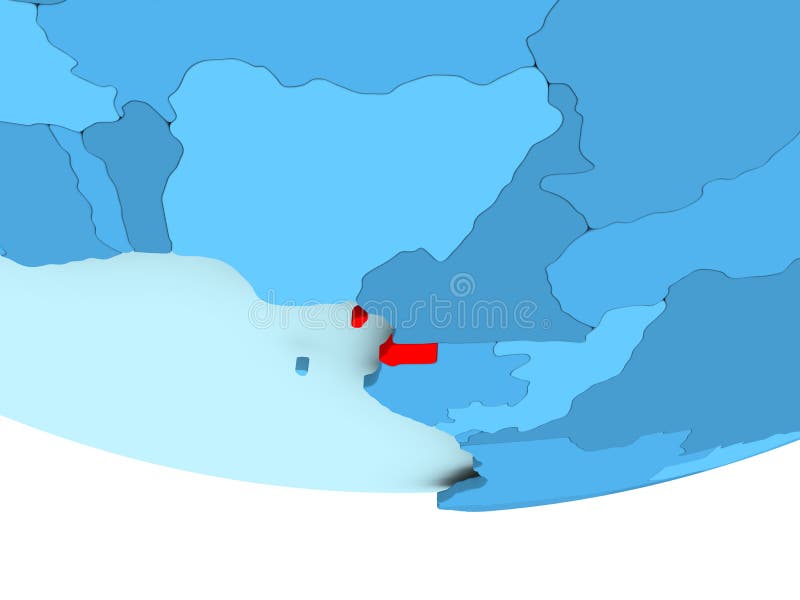 Guiné Equatorial no vermelho no mapa azul ilustração stock