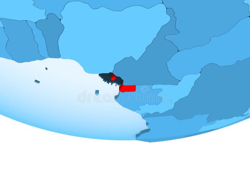 Guiné Equatorial no vermelho no mapa azul ilustração do vetor