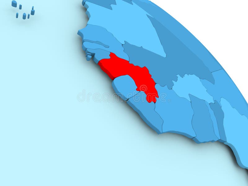 Guiné no globo azul ilustração stock