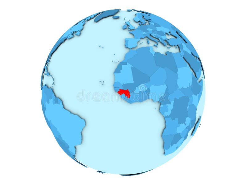 Guiné no globo azul isolado ilustração do vetor