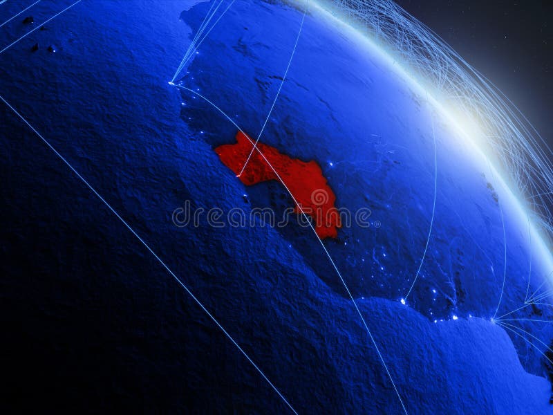 Guiné no globo digital azul azul ilustração stock