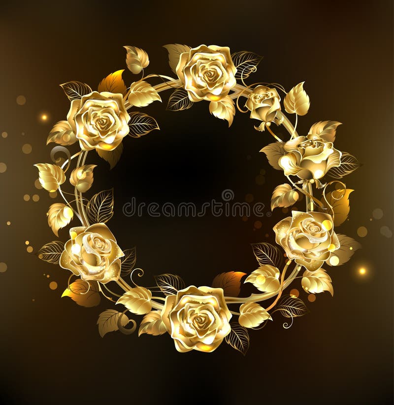 Guirlande des roses d'or illustration libre de droits Guirlande des roses d'or illustration libre de droits