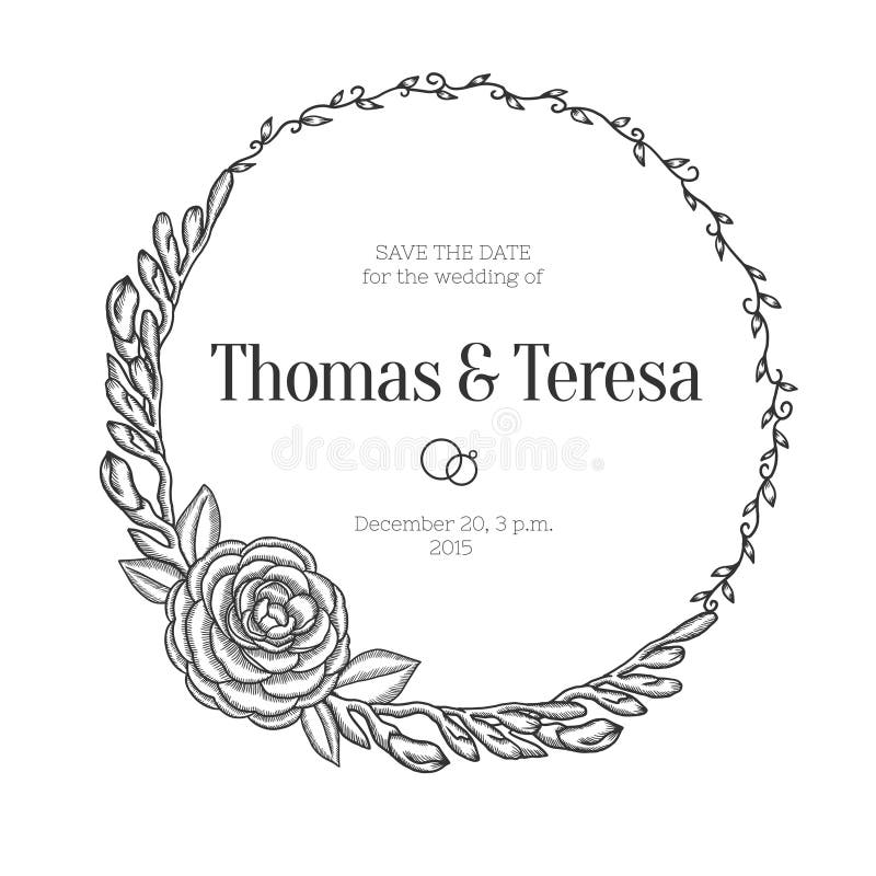 Guirlande florale de vintage Invitation de mariage illustration de vecteur Guirlande florale de vintage Invitation de mariage illustration de vecteur