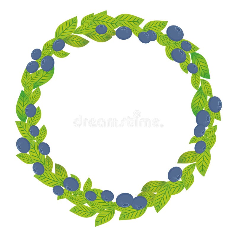 Guirlande ronde avec les feuilles de vert et la myrtille, myrtille, baies juteuses fraîches de myrtille d'isolement sur le fond b illustration libre de droits Guirlande ronde avec les feuilles de vert et la myrtille, myrtille, baies juteuses fraîches de myrtille d'isolement sur le fond b illustration libre de droits