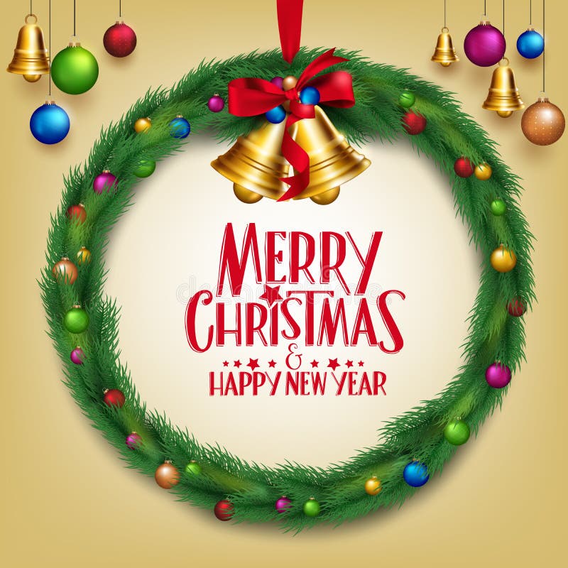 guirlande réaliste du Joyeux Noël 3D accrochant avec Bells colorées illustration de vecteur guirlande réaliste du Joyeux Noël 3D accrochant avec Bells colorées illustration de vecteur