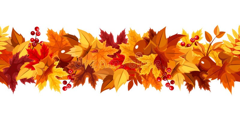Guirlande sans couture horizontale avec les feuilles d'automne colorées Illustration de vecteur illustration libre de droits Guirlande sans couture horizontale avec les feuilles d'automne colorées Illustration de vecteur illustration libre de droits