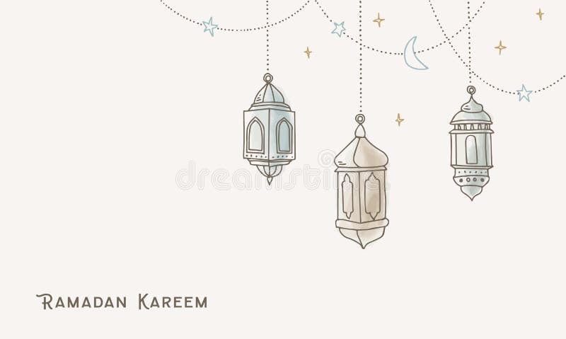 Carte De Voeux De Ramadan Kareem, Invitation Avec La Guirlande