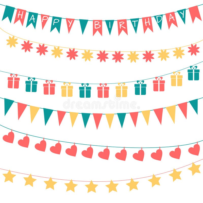 Guirlandes d'anniversaire illustration de vecteur. Illustration du